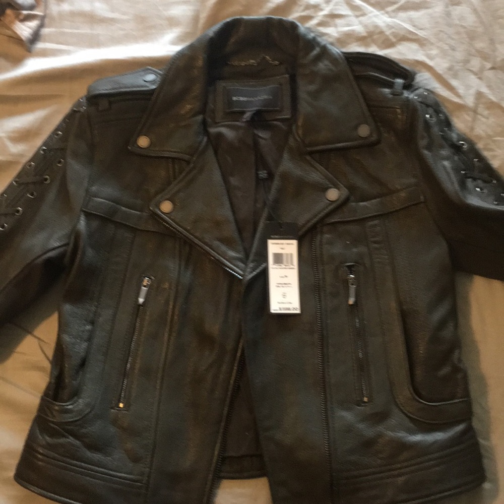 Isa leather jacket bcbg